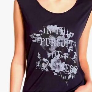 Haute Hippie In The Pursuit of Happiness Black Tank Graphic Size XS Punk